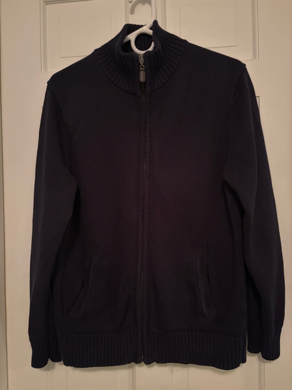 L.L. Bean Navy Full-Zip Knit Cardigan Sweater